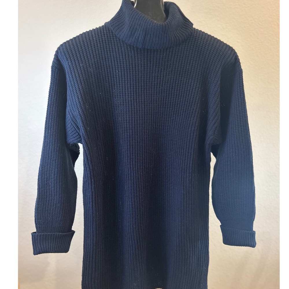 Forenza‎ Navy Blue Waffle Knit Turtleneck Sweater Long Sleeve Women's Size M
